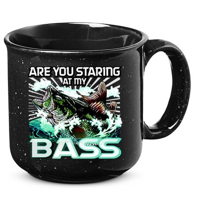 Are You Staring At My Bass Funny Fishing 15oz Campfire Ceramic Mug
