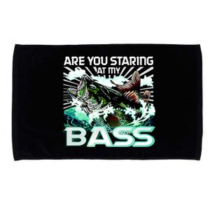 Are You Staring At My Bass Funny Fishing Microfiber Hand Towel