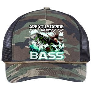 Are You Staring At My Bass Funny Fishing Retro Rope Trucker Hat Cap