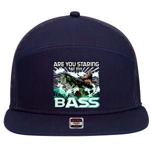 Are You Staring At My Bass Funny Fishing 7 Panel Mesh Trucker Snapback Hat