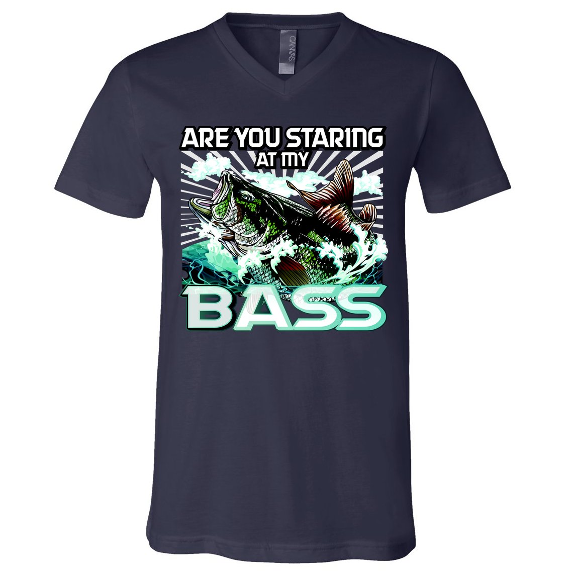Are You Staring At My Bass Funny Fishing V-Neck T-Shirt