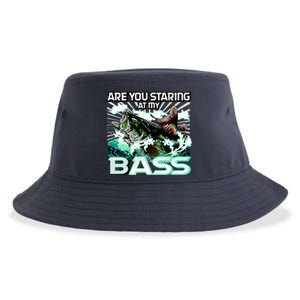 Are You Staring At My Bass Funny Fishing Sustainable Bucket Hat