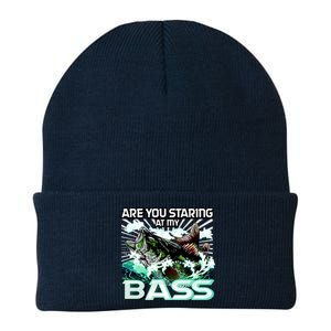 Are You Staring At My Bass Funny Fishing Knit Cap Winter Beanie