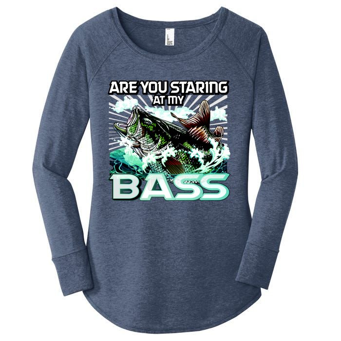 Are You Staring At My Bass Funny Fishing Women's Perfect Tri Tunic Long Sleeve Shirt