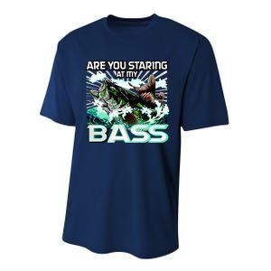 Are You Staring At My Bass Funny Fishing Performance Sprint T-Shirt