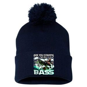 Are You Staring At My Bass Funny Fishing Pom Pom 12in Knit Beanie