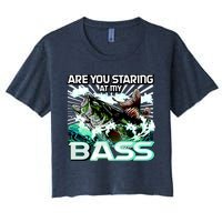 Are You Staring At My Bass Funny Fishing Women's Crop Top Tee