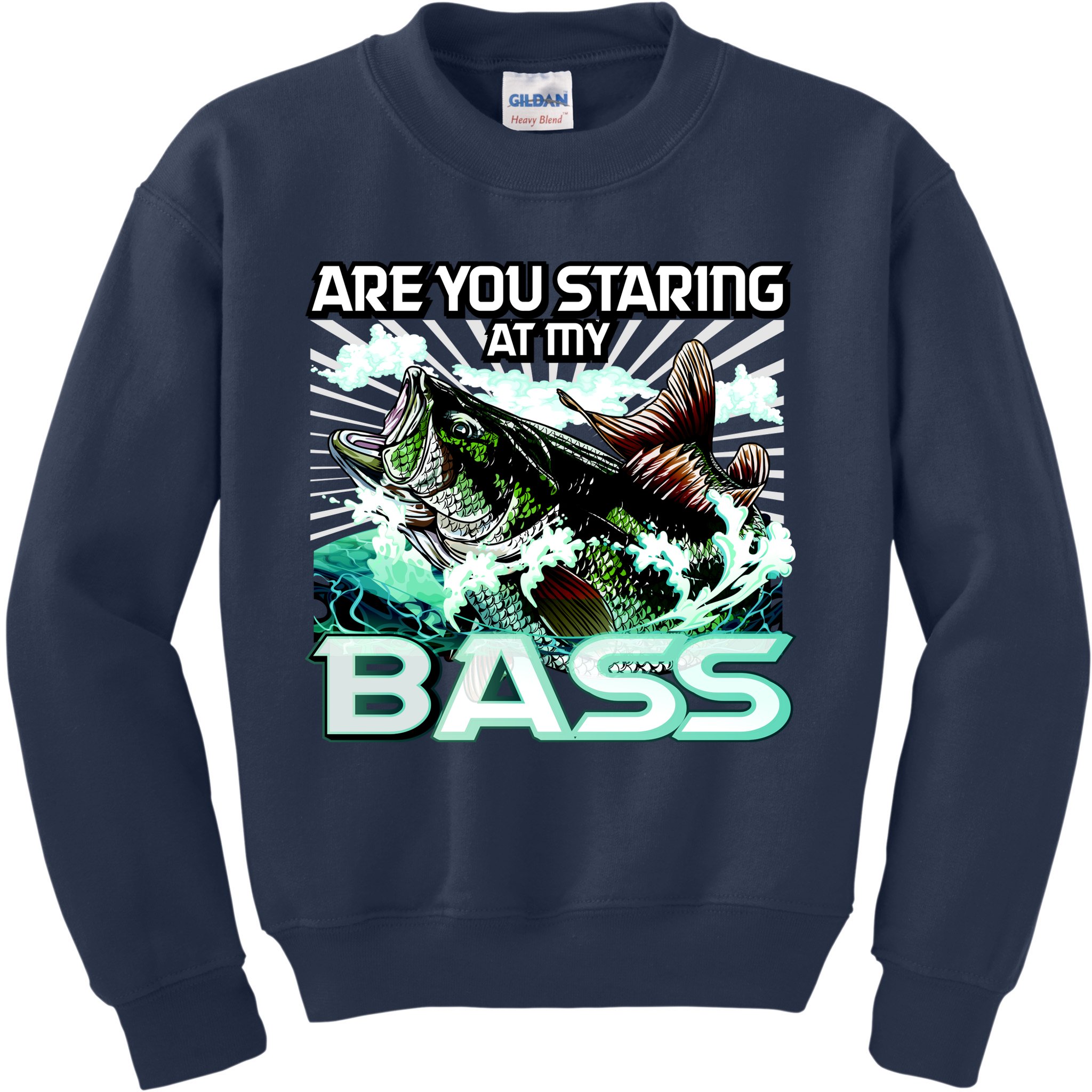 Are You Staring At My Bass Funny Fishing Kids Sweatshirt