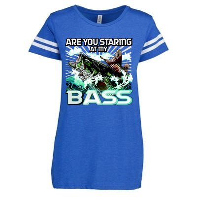 Are You Staring At My Bass Funny Fishing Enza Ladies Jersey Football T-Shirt