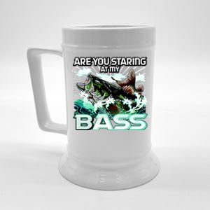 Are You Staring At My Bass Funny Fishing Beer Stein