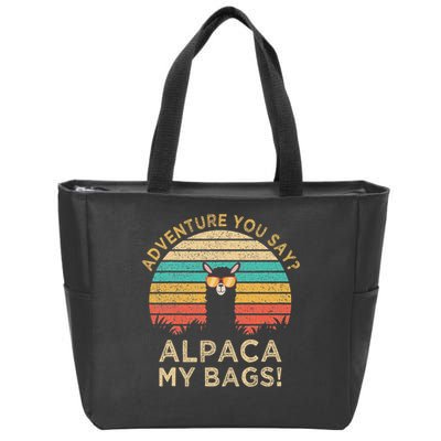 Adventure You Say Alpaca My Bags Vintage Funny Travel Gift Zip Tote Bag