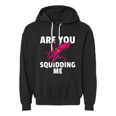 Are You Squidding Me Gift Squid Octopus Marine Biology Garment-Dyed Fleece Hoodie