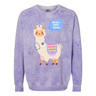 Alpaca Your Wound Cute Llama Wound Care Nurse Colorblast Crewneck Sweatshirt