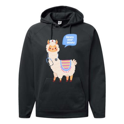 Alpaca Your Wound Cute Llama Wound Care Nurse Performance Fleece Hoodie