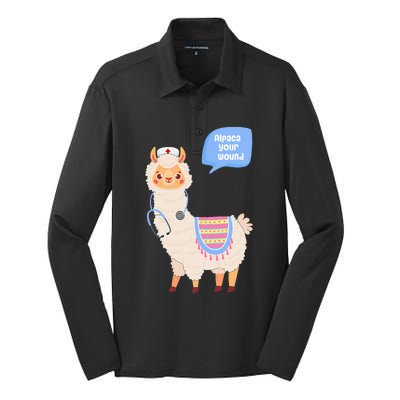 Alpaca Your Wound Cute Llama Wound Care Nurse Silk Touch Performance Long Sleeve Polo