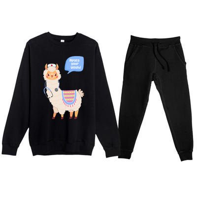 Alpaca Your Wound Cute Llama Wound Care Nurse Premium Crewneck Sweatsuit Set