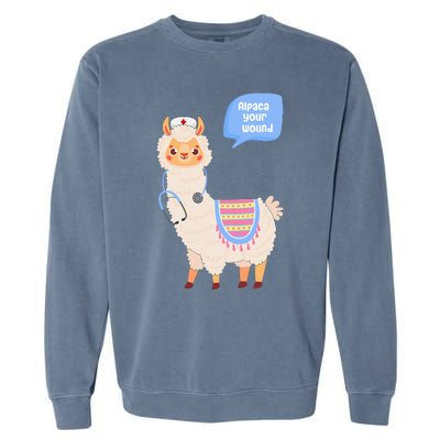 Alpaca Your Wound Cute Llama Wound Care Nurse Garment-Dyed Sweatshirt