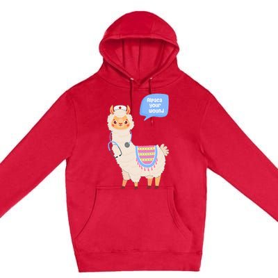 Alpaca Your Wound Cute Llama Wound Care Nurse Premium Pullover Hoodie