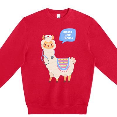 Alpaca Your Wound Cute Llama Wound Care Nurse Premium Crewneck Sweatshirt