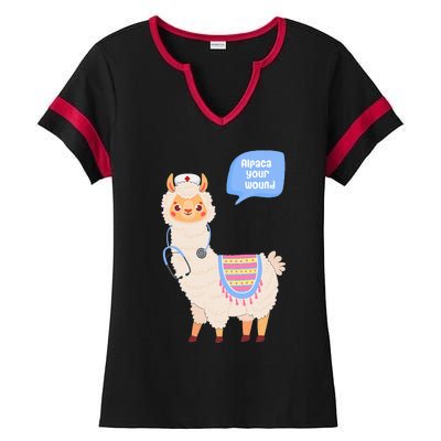 Alpaca Your Wound Cute Llama Wound Care Nurse Gift Ladies Halftime Notch Neck Tee