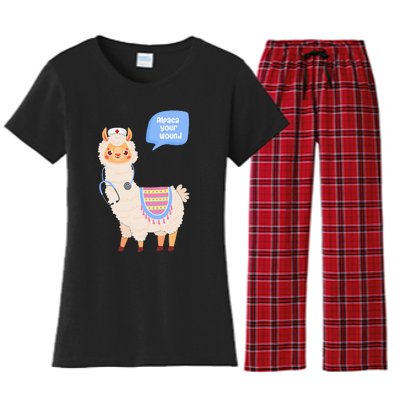 Alpaca Your Wound Cute Llama Wound Care Nurse Gift Women's Flannel Pajama Set