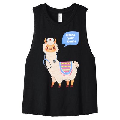 Alpaca Your Wound Cute Llama Wound Care Nurse Gift Women's Racerback Cropped Tank