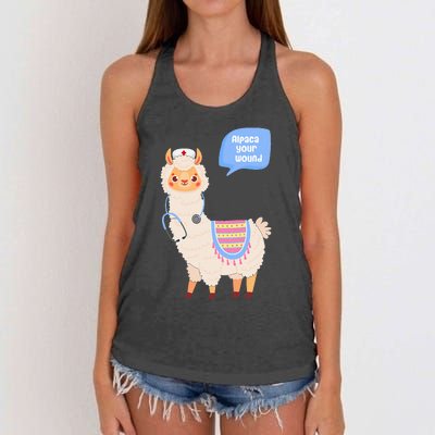 Alpaca Your Wound Cute Llama Wound Care Nurse Gift Women's Knotted Racerback Tank