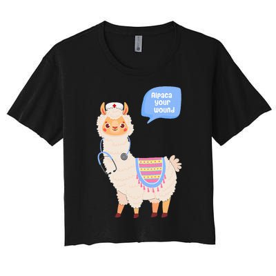 Alpaca Your Wound Cute Llama Wound Care Nurse Gift Women's Crop Top Tee