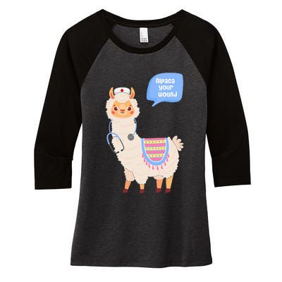 Alpaca Your Wound Cute Llama Wound Care Nurse Gift Women's Tri-Blend 3/4-Sleeve Raglan Shirt