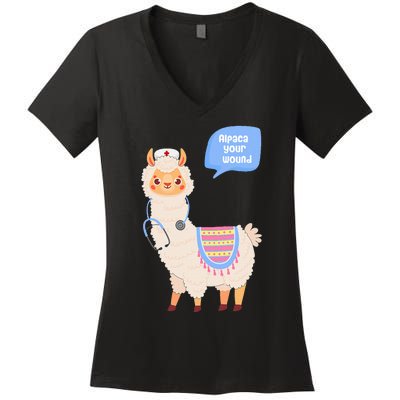 Alpaca Your Wound Cute Llama Wound Care Nurse Gift Women's V-Neck T-Shirt