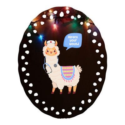 Alpaca Your Wound Cute Llama Wound Care Nurse Gift Ceramic Oval Ornament