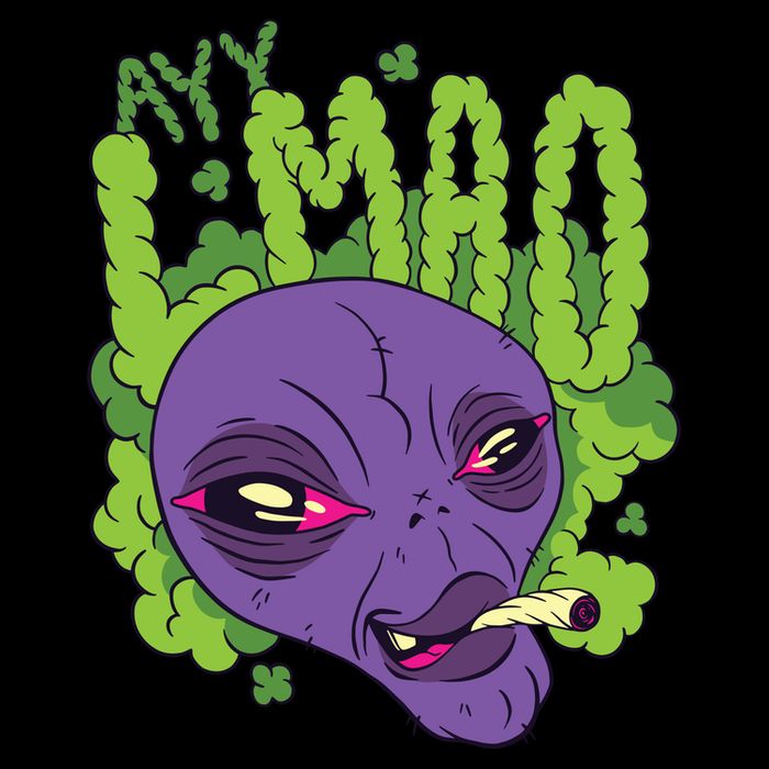 Ayy Lmao Marijuana Alien Stripe Pom Pom Beanie