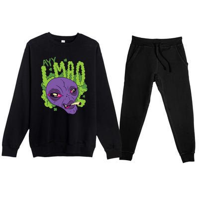 Ayy Lmao Marijuana Alien Premium Crewneck Sweatsuit Set