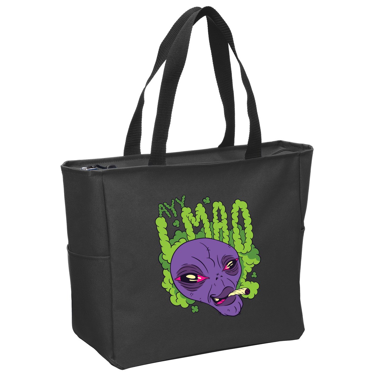 Ayy Lmao Marijuana Alien Zip Tote Bag