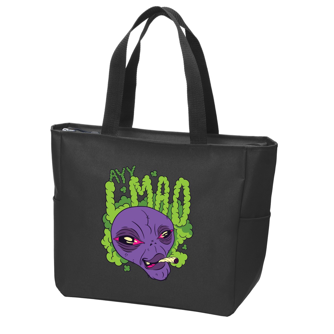 Ayy Lmao Marijuana Alien Zip Tote Bag