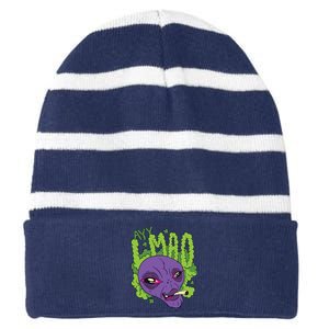 Ayy Lmao Marijuana Alien Striped Beanie with Solid Band