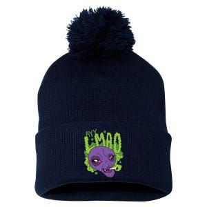 Ayy Lmao Marijuana Alien Pom Pom 12in Knit Beanie