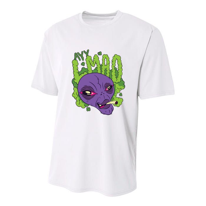 Ayy Lmao Marijuana Alien Youth Performance Sprint T-Shirt