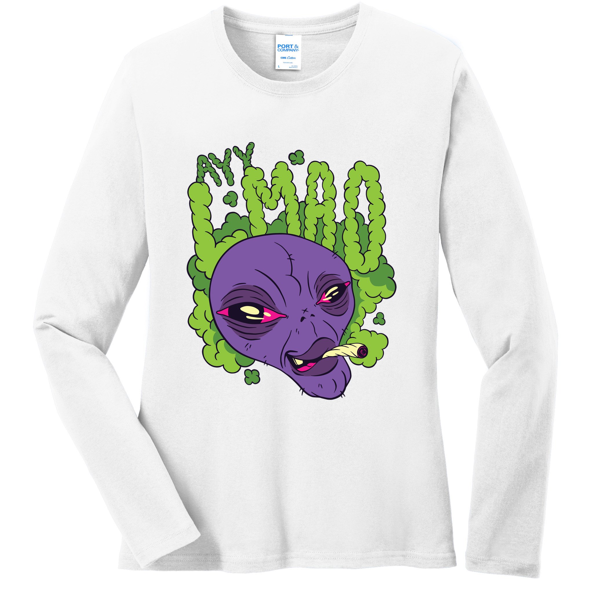 Ayy Lmao Marijuana Alien Ladies Long Sleeve Shirt