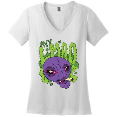 Ayy Lmao Marijuana Alien Women's V-Neck T-Shirt