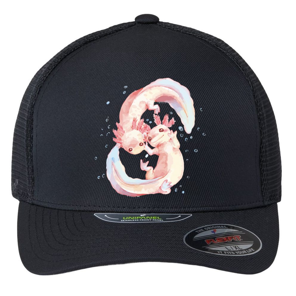 Axolotl Ying Yang Flexfit Unipanel Trucker Cap