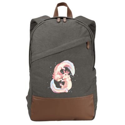 Axolotl Ying Yang Cotton Canvas Backpack
