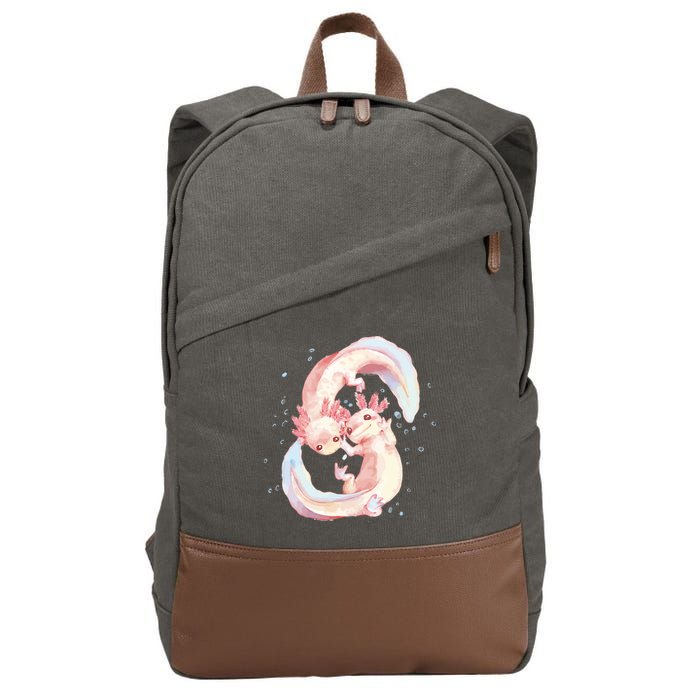 Axolotl Ying Yang Cotton Canvas Backpack
