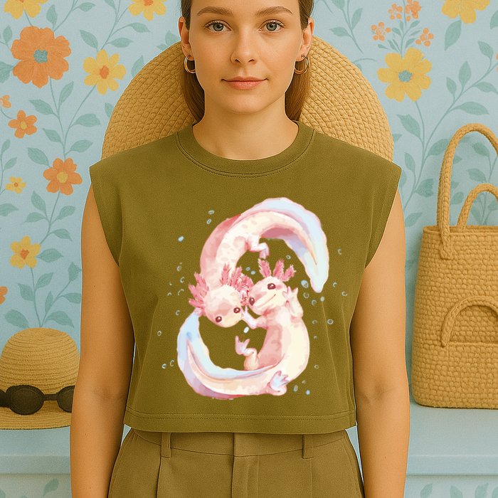 Axolotl Ying Yang Garment-Dyed Women's Muscle Tee