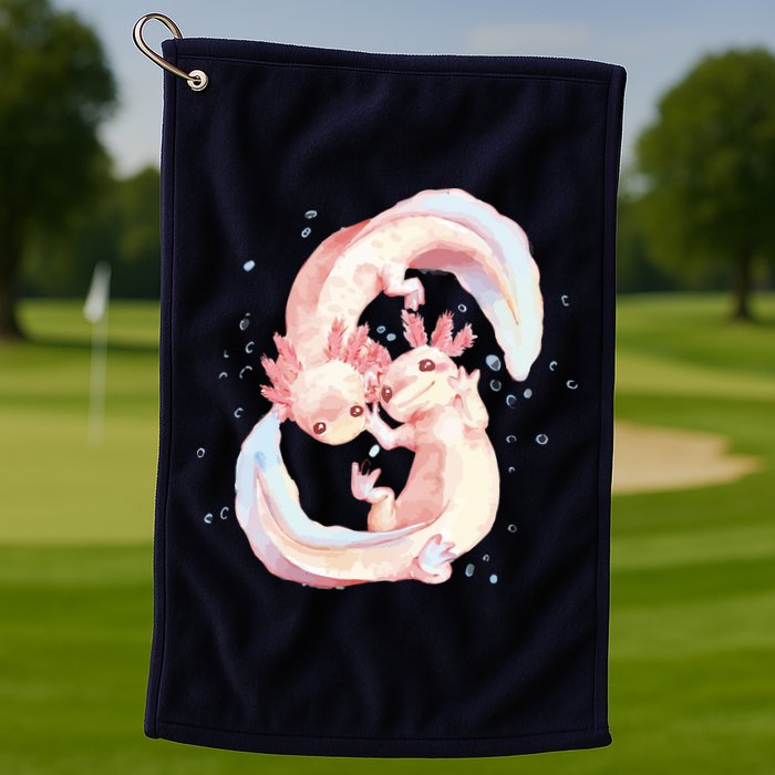 Axolotl Ying Yang Golf Towel