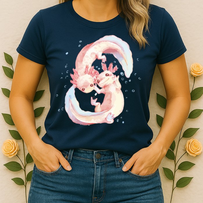 Axolotl Ying Yang Womens T-Shirt