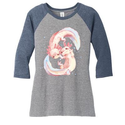 Axolotl Ying Yang Women's Tri-Blend 3/4-Sleeve Raglan Shirt