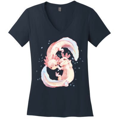 Axolotl Ying Yang Women's V-Neck T-Shirt