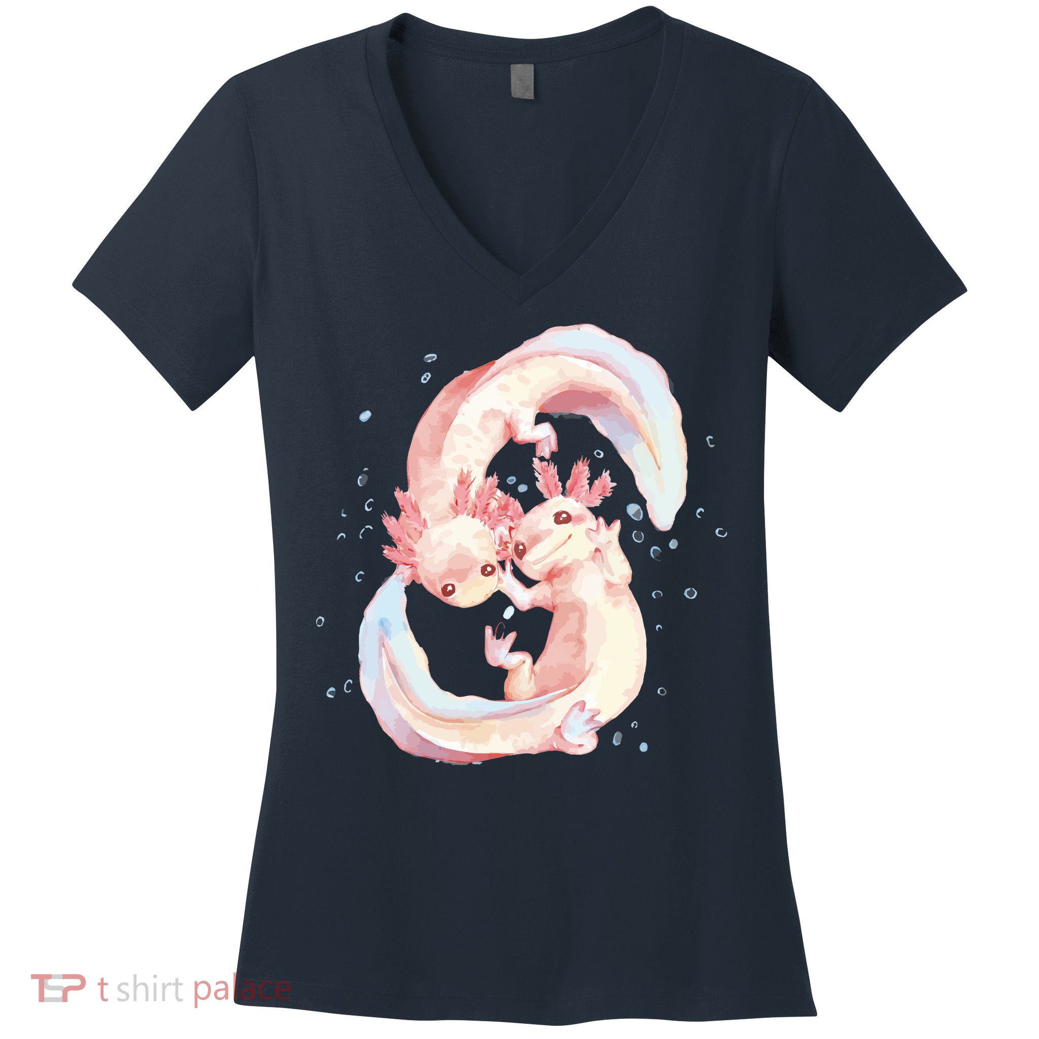 Axolotl Ying Yang Women's V-Neck T-Shirt