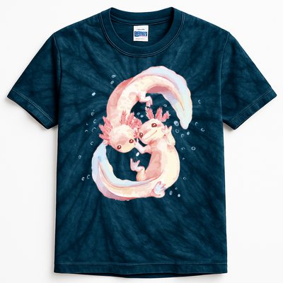 Axolotl Ying Yang Kids Tie-Dye T-Shirt